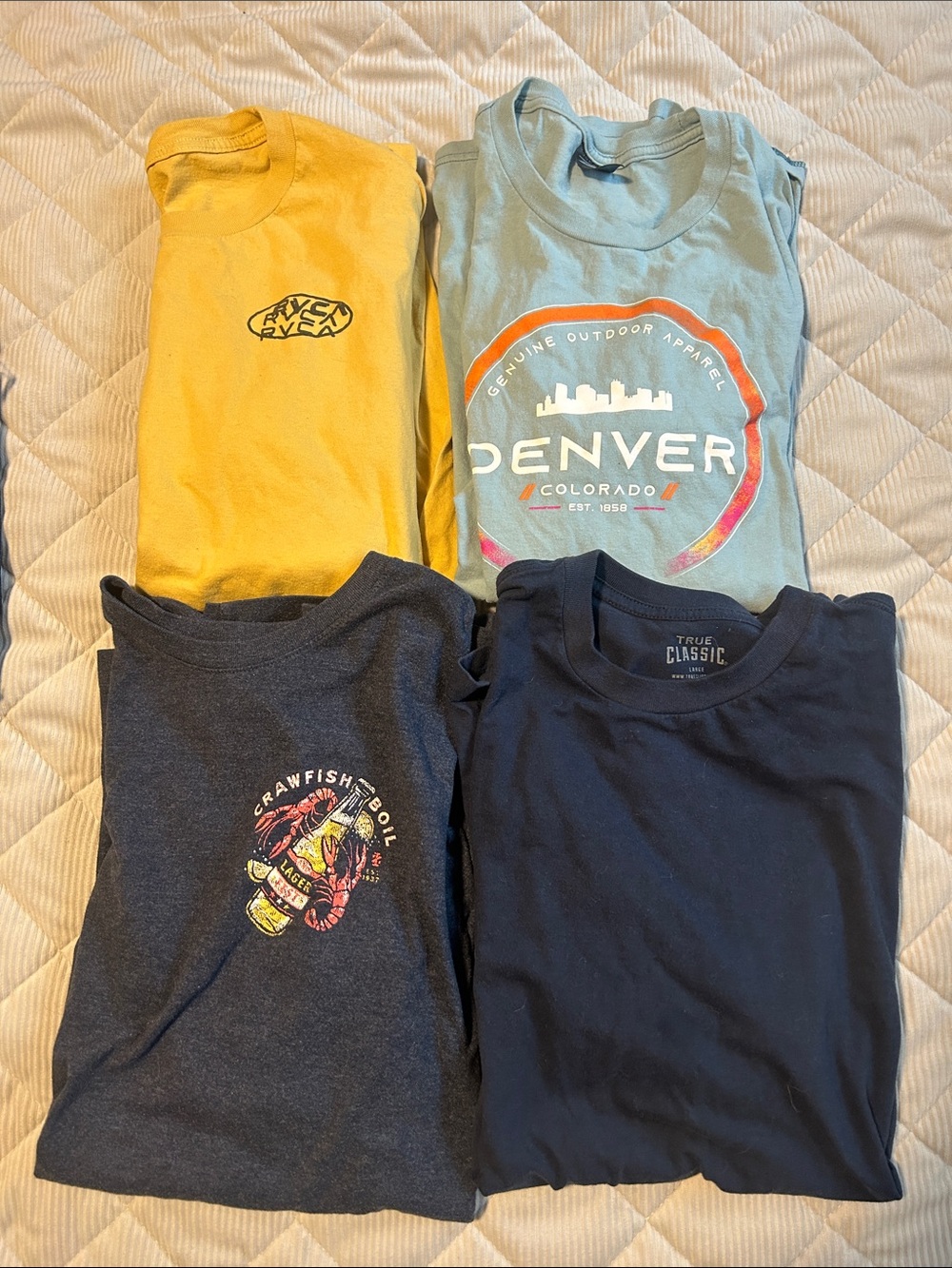 RVCA Men’s Short Sleeve Tees - Yellow, Light Blue & Navy Mix